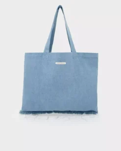 Jeansowa torba shopper z logo