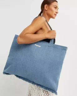 Jeansowa torba shopper z logo