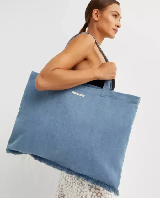 Jeansowa torba shopper z logo