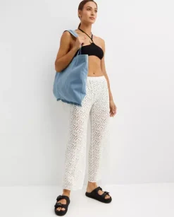 Jeansowa torba shopper z logo
