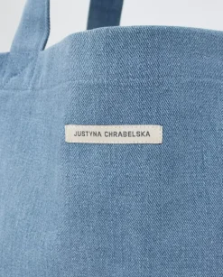 Jeansowa torba shopper z logo