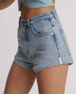 Jeansowe shorty z wysokim stanem