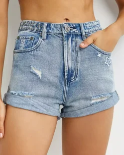 Jeansowe shorty z wysokim stanem