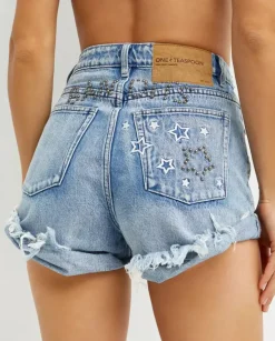 Jeansowe shorty z wysokim stanem