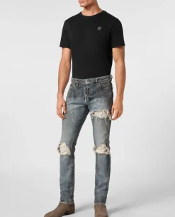 Jeansy z przetarciami Skinny Fit