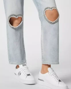 Jeansy z wycięciami w kształcie serca Loose Fit
