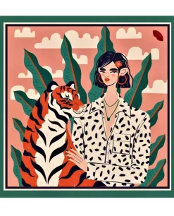 Jedwabna apaszka No.13 Green Tiger L
