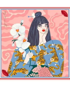 Jedwabna apaszka No.4 Lady With Tigers L