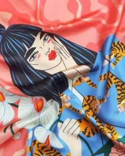 Jedwabna apaszka No.4 Lady With Tigers L