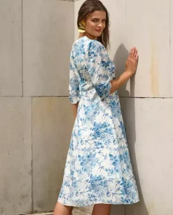 Jedwabna midi sukienka z printem Rafaela