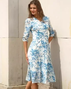 Jedwabna midi sukienka z printem Rafaela