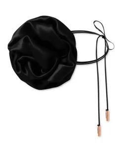 Jedwabny czarny chocker z różą