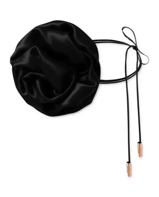 Jedwabny czarny chocker z różą