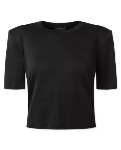 Jedwabny czarny t-shirt z poduszkami