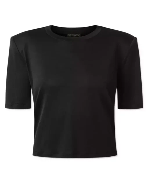 Jedwabny czarny t-shirt z poduszkami
