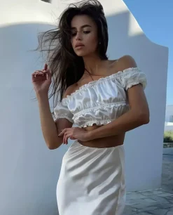Jedwabny ecru top Valeria