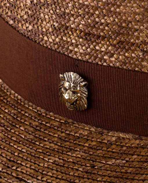 Karmelowy kapelusz Wide Brim Canotier