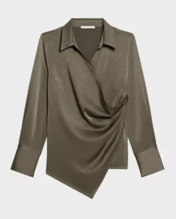 Koszula khaki z drapowaniem