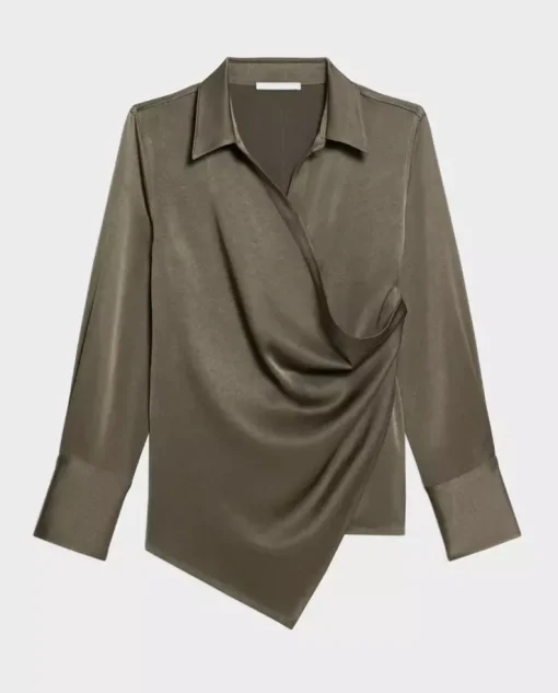 Koszula khaki z drapowaniem