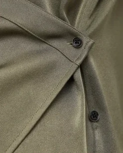 Koszula khaki z drapowaniem