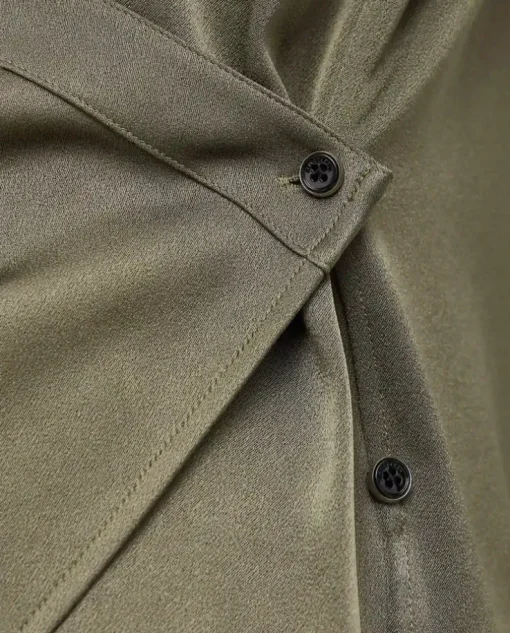 Koszula khaki z drapowaniem