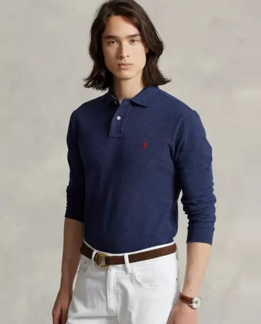 Koszulka polo z długim rękawem Slim Mesh Fit