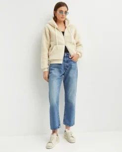 Kremowa bluza z futerkiem