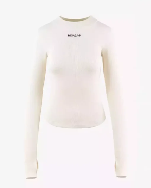 Kremowy longsleeve z logo