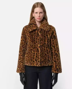 Krótki płaszcz z printem Elis Leopard
