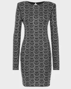 Kryształowa sukienka mini w monogram