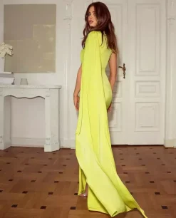 Limonkowa sukienka maxi Lima
