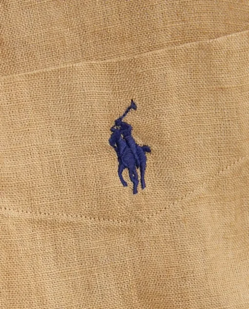 Lniana brązowa koszula z logo