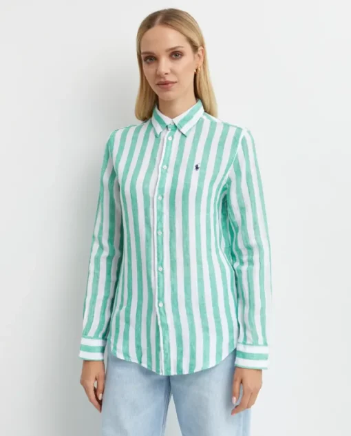 Lniana koszula w paski Classic Fit