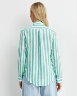 Lniana koszula w paski Classic Fit