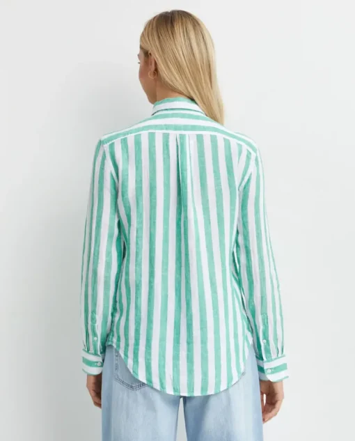 Lniana koszula w paski Classic Fit