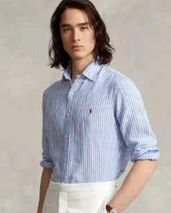 Lniana koszula w paski Custom Fit
