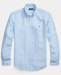 Lniana koszula w paski Custom Fit