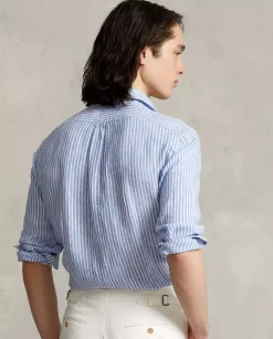 Lniana koszula w paski Custom Fit