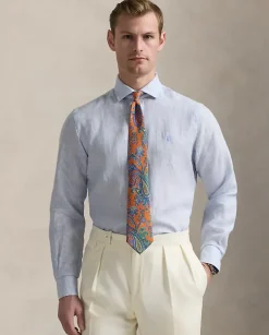 Lniana koszula w paski Custom Fit
