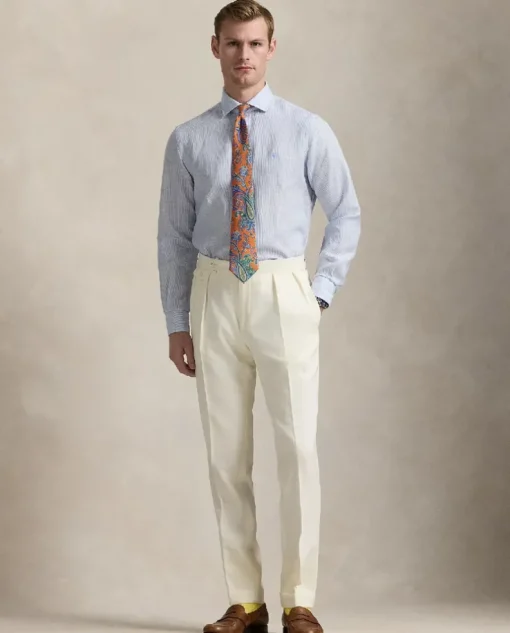 Lniana koszula w paski Custom Fit