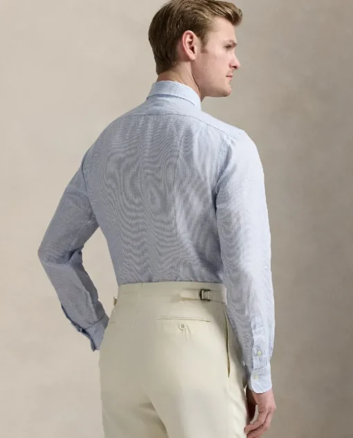 Lniana koszula w paski Custom Fit