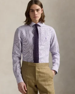 Lniana koszula w paski Custom Fit