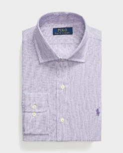 Lniana koszula w paski Custom Fit