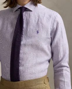Lniana koszula w paski Custom Fit