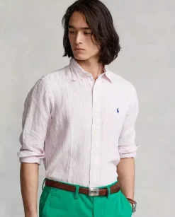 Lniana koszula w paski Custom fit