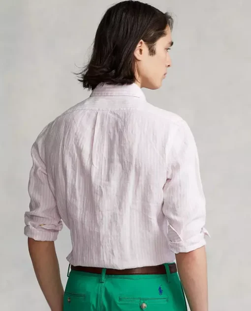 Lniana koszula w paski Custom fit