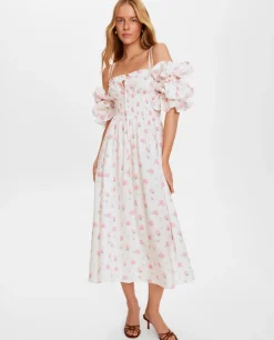 Lniana sukienka w kwiatowy print Arle