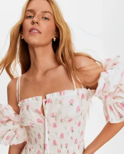 Lniana sukienka w kwiatowy print Arle
