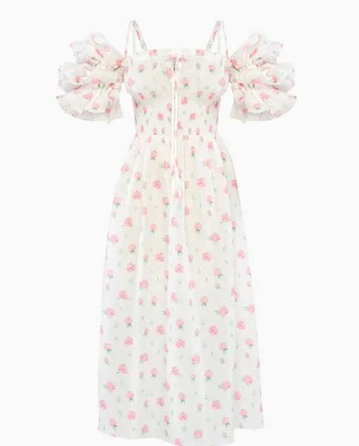 Lniana sukienka w kwiatowy print Arle