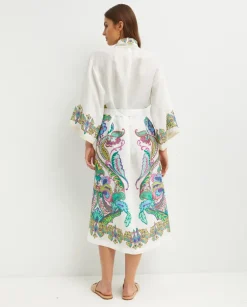 Lniane kimono z printem